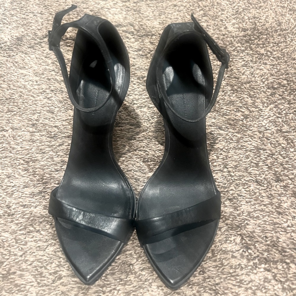 ZARA black strappy leather sandal heels ankle strap sold out blogger US 8 EU 39